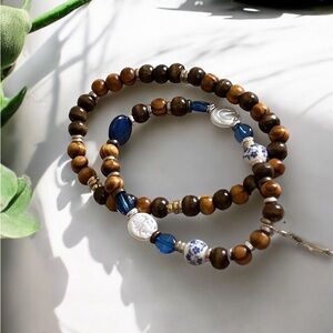 2 pc. Set of Wooden beaded anklets
